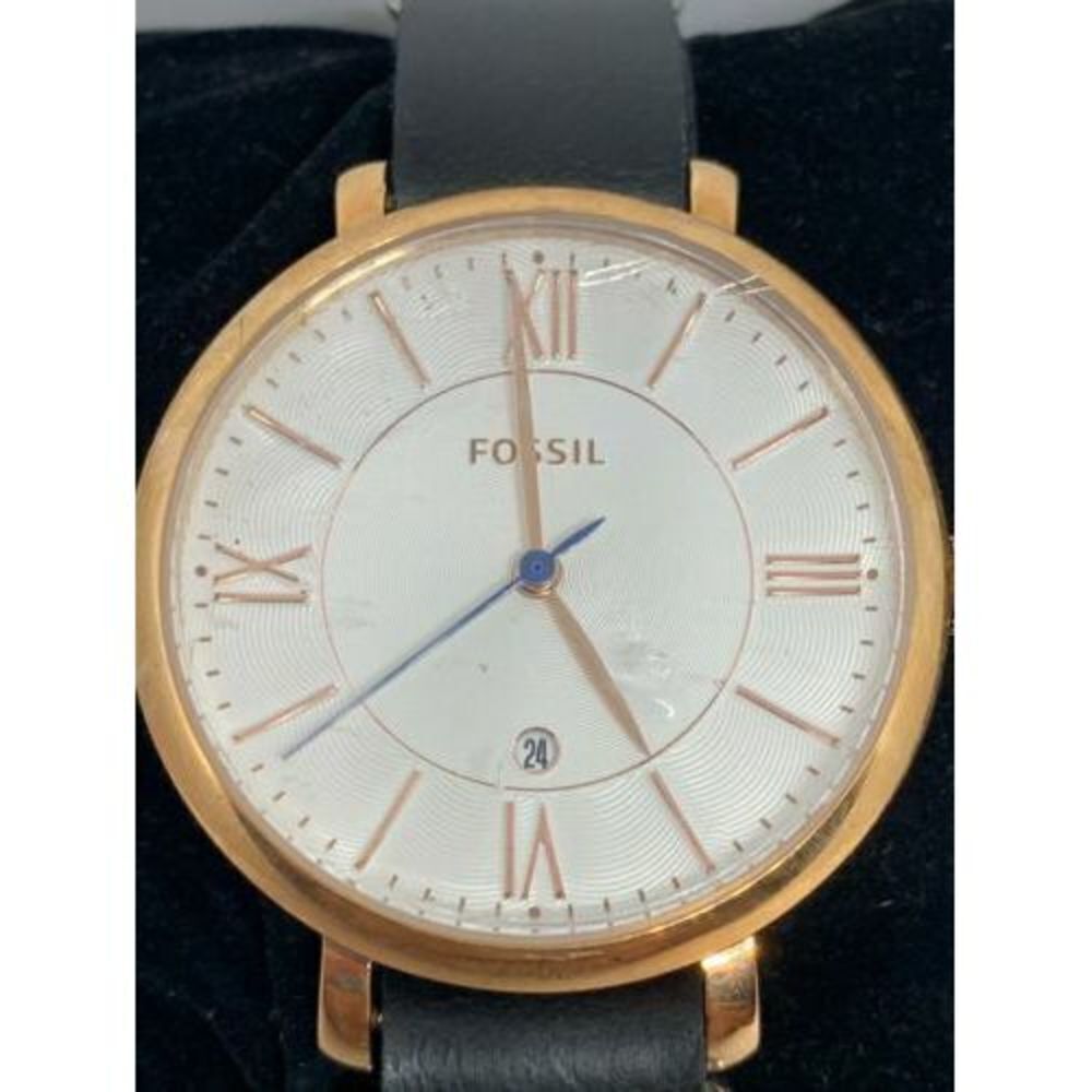 FOSSIL ES3843 Jacqueline Women Black Leather Analog Silver Dial Wrist Watch ZW19